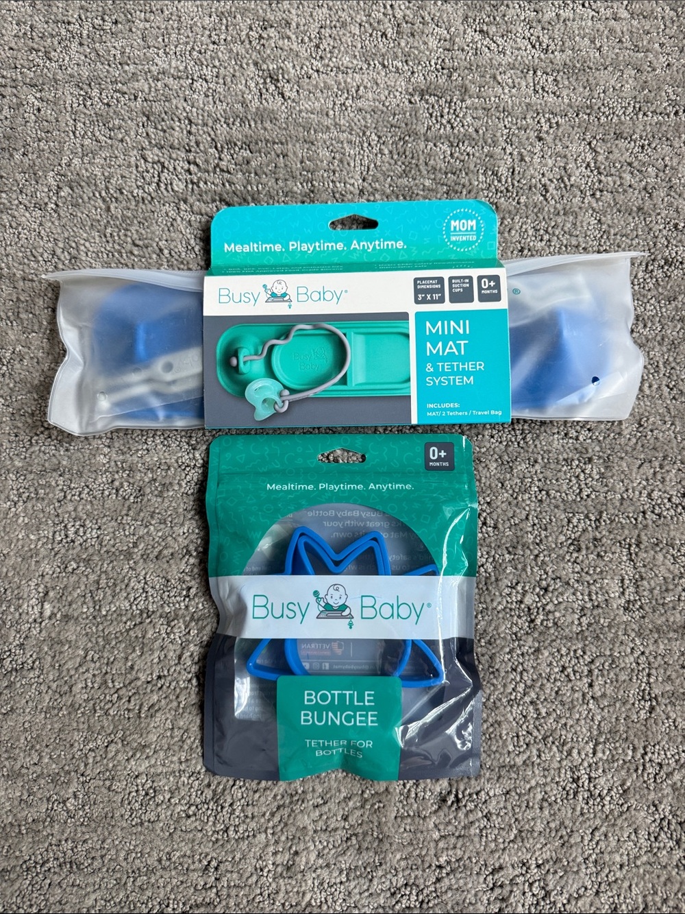Blue Mini Mat & Bottle Bungee Set - Teal and Blue